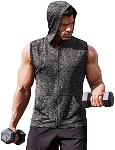 Coofandy muški trening s kapuljačama s kapuljačom vrhovi zip up mišićni bodybuilding fitness majica bez rukava bez rukava teretane
