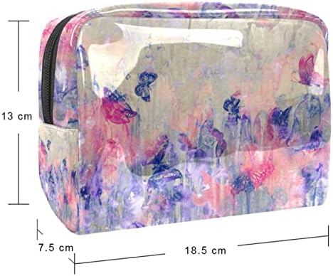 Make up torba, kozmetička torba, organizator vodootporne torbe za šminku, psihe retro leptir divlji cvjetovi ružičasta ljubičasta
