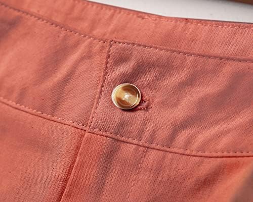 Oplxuo Žene casual pamučne lanene kratke hlače s patentnim zatvaračima s patentnim zatvaračima u udobnim kratkim hlačama Ljetne labave