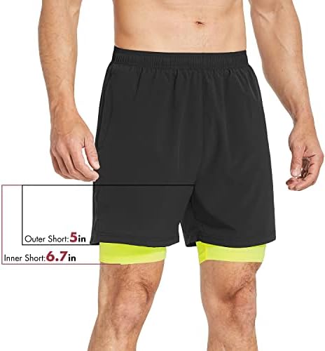 Baleaf muškarci 2 u 1 atletski trčanje kratkih hlača 5 brze suhe kratke hlače s džepom s patentnim zatvaračem