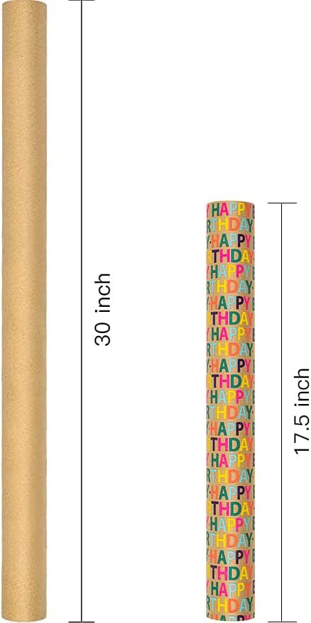 Kraft papir za omatanje papir - šareni sretan rođendanski uzorak Izvrstan za rođendan, zabavu, Dječji tuš-17,5 inča od 32,8 Stopa