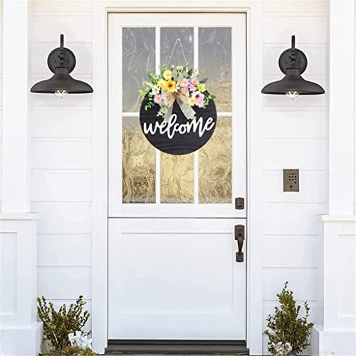 XDCHLK Znak dobrodošlice za prednji trijem okrugli drvo dobrodošli znak za dekor ulaznih vrata s cvjetovima vijenaca viseći znak za