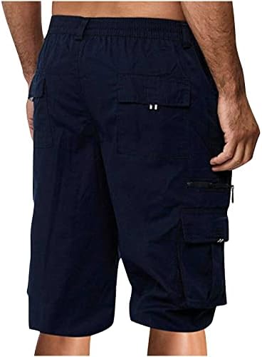 Ozmmyan teretni kratke hlače za muškarce Summer Casual Solid Duljina koljena Teretne hlače s džepnim ravnim zatvaračima kratkih hlača