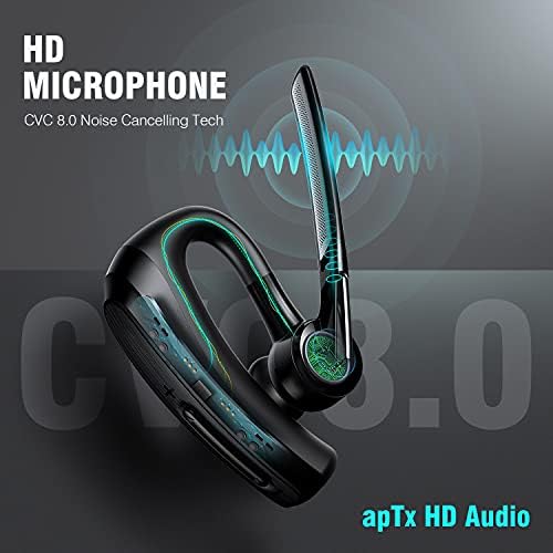 Bluetooth slušalica V5.0-Bluetooth slušalice s jednim ušima W/CVC8.0 MIC za uklanjanje buke za vožnju/poslovni/ured/pozivni centar/Skype,