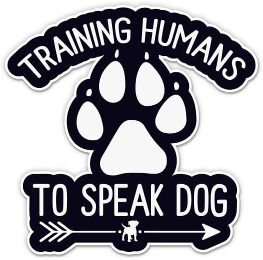 Trening ljudi koji govore naljepnice za pse - 2 naljepnice od 3 - vodootporni vinil za automobil, telefon, bocu vode, laptop - naljepnice