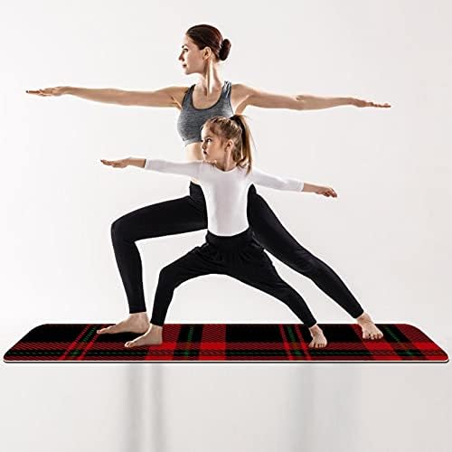 Premium Crna i crvena Škotska karirana gusta prostirka za jogu od ekološke gume za zdravlje i fitness neklizajuća prostirka za sve