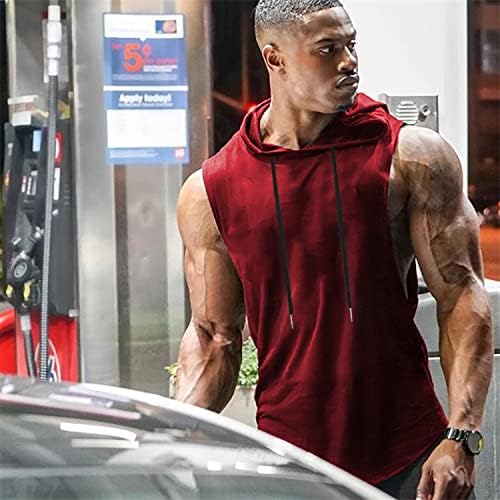 Lecgee muški sportski hoodie bez rukava bez rukava za vježbanje teretana mišićna majica za bodybuilding s džepom