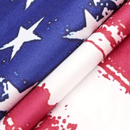 Ženska košulja Blok u boji USA zastave grafički opušteni fit Preveliki vrhovi majice kratki rukavi V vrat spandex salon