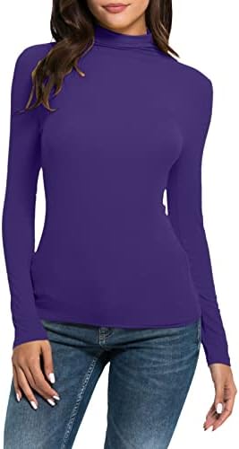 Lagani džemperi za žene rebraste kornjače Termički temeljni sloj dugih rukava Rastely Undershirt toplinski vrhovi toplinskih majica