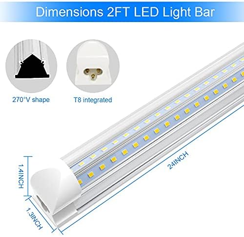 2ft LED svjetlo za trgovinu, 18 vata 6000 K 2340LM, Hladno bijelo, u obliku slova u + 8ft LED svjetlo za trgovinu, LED svjetiljke