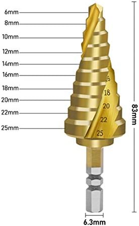 BILO ROTTER BIT BIT BIT 6-25 mm titanij za pozlaćeni spiralni utor 1/4 šesterokutni pagoda Pagoda Pagoda STEP BIT BIT HSS4241 REAMING