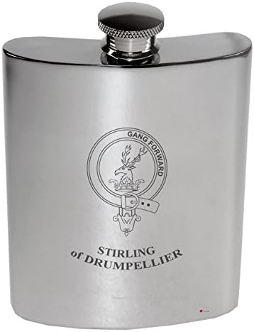 ; Stirling iz obiteljskog grba Drumpellier, polirana limena tikvica za bubrege od 6 unci