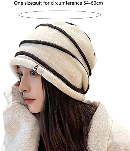 Ženska Retro kapa s valjanim rubom topla modna kapa pletena kapa prugasta kapa s printom topla kapa na otvorenom