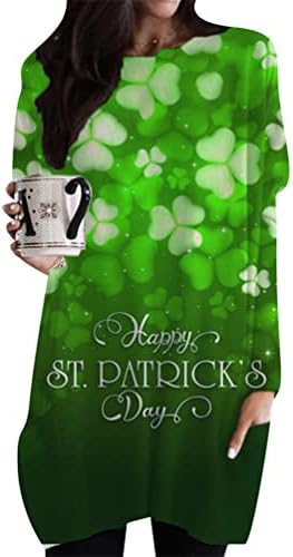 Omzin Womens St Patrick's Day Pamuk Prevelike košulje za vježbanje Posada Neck Dugi rukav dukserica s džepom