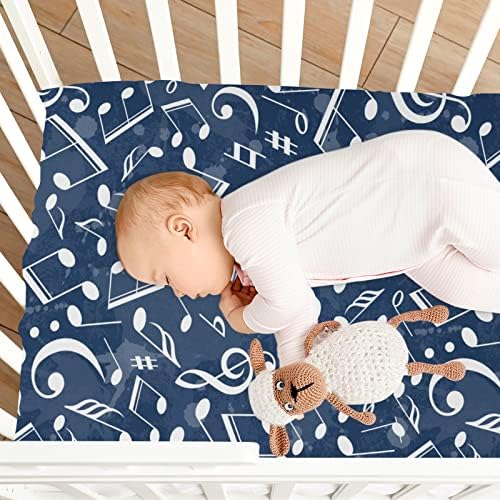 Baby Note uzorak jednostavni svježi obložen krevetić za dječake djevojčice, listovi madraca za malu djecu, madrac s krevetićima ugrađeni