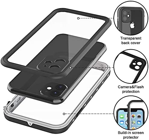 ZWWADR iPhone 11 vodootporna futrola s zaštitnikom zaslona zaštitnika cijelog tijela zaštićenog od prašine od prašine, otporna na prljavštinu,
