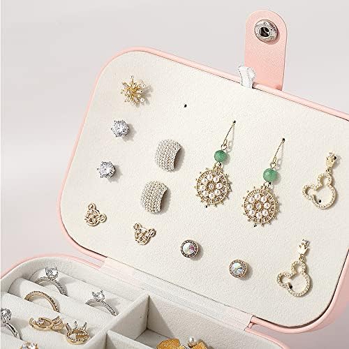 Xiyao kutija za nakit za žene djevojke supruga idealan poklon, mali putnik nakita s PU kožom i mekim baršunastim oblogom, nakit za