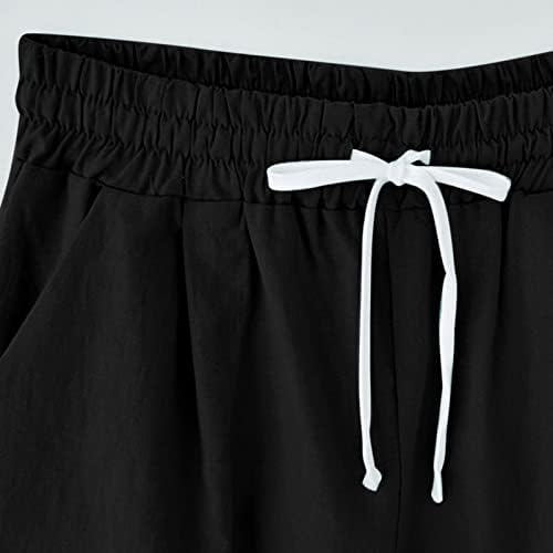 LCEPCY Plus veličine pamučne lanene kratke hlače za žene udobne prozračne ljetne kratke hlače Elastični struk povremene kratke hlače