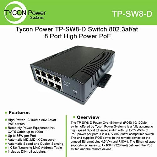 TYCON POWER TP-SW8-D 802.3AF/AT 8 PORT VISOKI POWER POE 10/100BASET Switch
