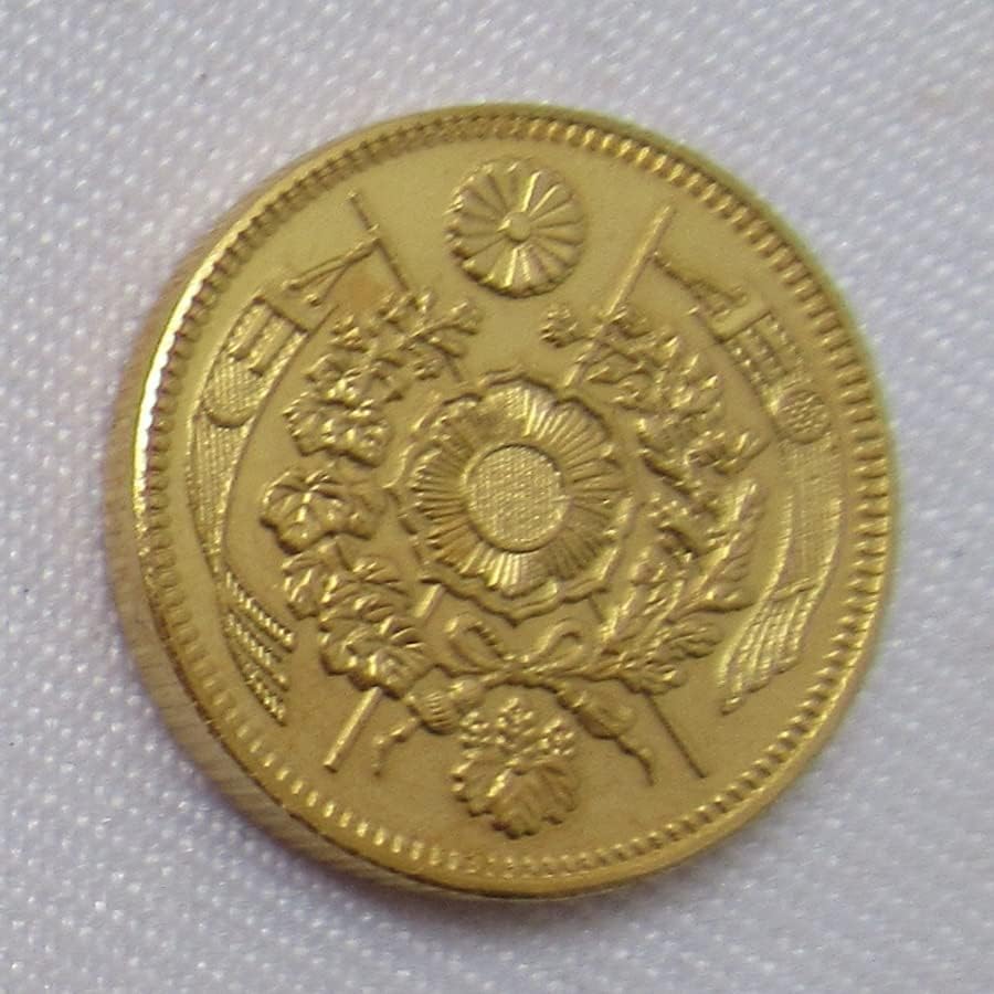 Japanski zlatni novčić 2 Yuan Meiji 10 godina Zlatna replika Komemorativna kovanica