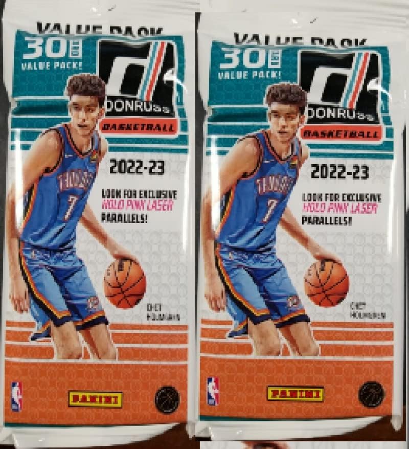 2022-23 Panini NBA Donruss Factory Factory za zapečaćena vrijednost paketa puno dva pakiranja 60 karata. 2 pakiranja od 30 karata.