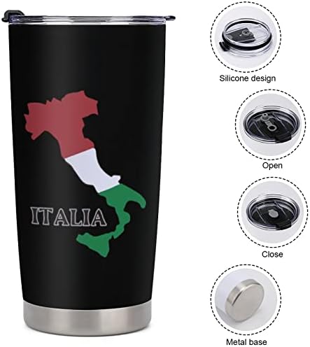 Italija Karta zastava Plastična putnička šalica vakuuma Izolirana šalica kave izdržljiva šalica modna šalica kave