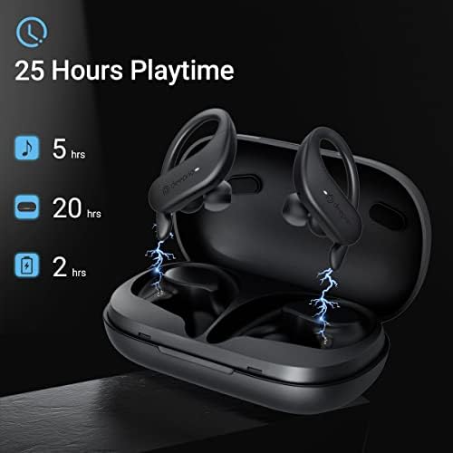Deeprio Bluetooth slušalice 25h reproducirajte stereo zvučne slušalice u uhu ipx5 vodootporni s mikrofonom preko ušnih ušiju za sportski