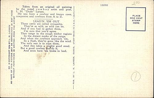 Hvatanje stoke s L. H. frajera Larsena kaubojski vestern originalna Antikna razglednica