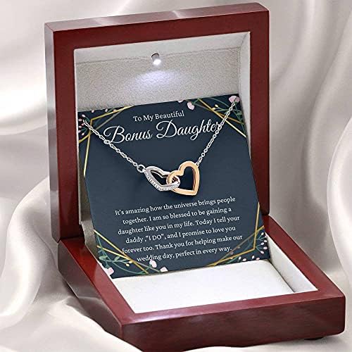Nakit za poruke, ručno izrađena ogrlica- Personalizirana darovna srca, kći ogrlice za mladoženje, očuh vjenčanja od mladenke Bridal