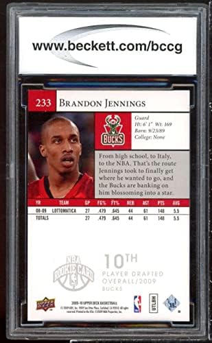 Brandon Jennings Rookie Card 2009-10 Gornja paluba 233 BGS BCCG 10