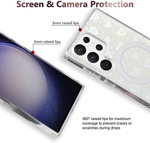 LSL magnetski slučaj za Samsung Galaxy S23 Ultra Case [Kompatibilno s Magsafe] za žene djevojke Clear Estetskog sjaja Bling Rainbow