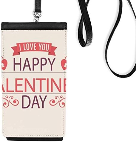 Zaključavanje srca Happy Valentinovo Love Phone Telephone Novilet Torbing Viseti Mobile Torba Crni džep