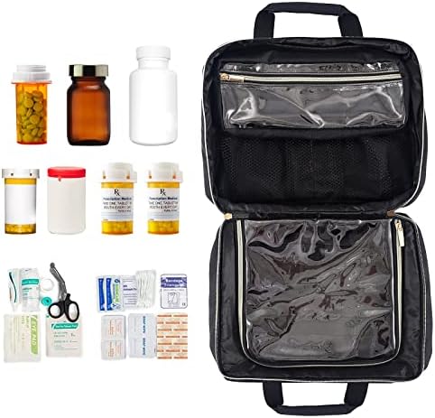 Organizator boca s tabletama, torba za lijek veliki kapacitet, organizator lijekova za putničke lijekove s ručicom i džepovima - Organizatori