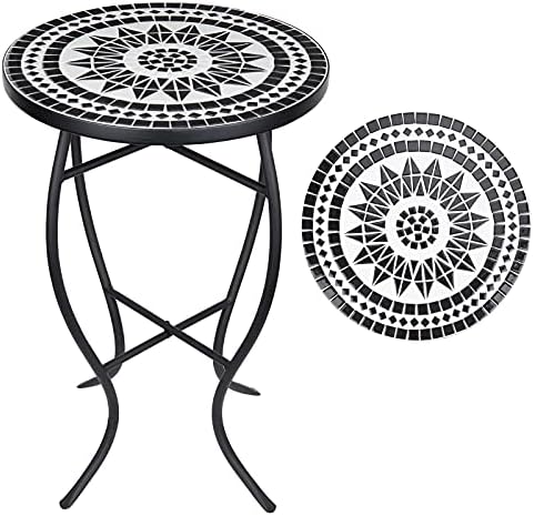 Bočni stolić za popločani dio dvorišta s mozaikom, vanjski naglašeni stol, bistro stolić za kavu, stalak za biljke, sklopivi okrugli