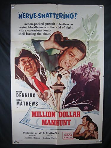 Million Dolar Manhunt-Richard Denning-Orig Poster-1957 G/VG