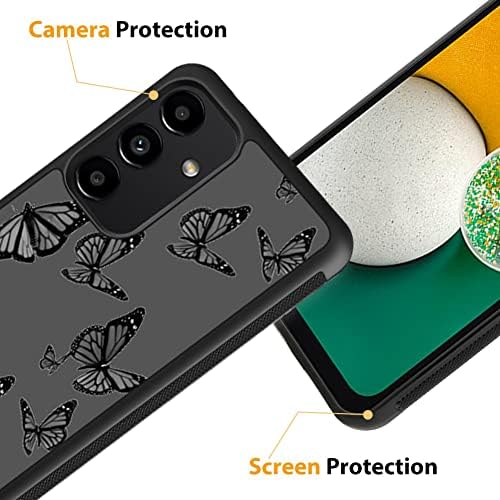 Sakuulo Samsung Galaxy A13 5G futrola, [Protector zaslona + Kickstand] Dizajn crnog leptira, Tekstura guma protiv klizanja, lagana
