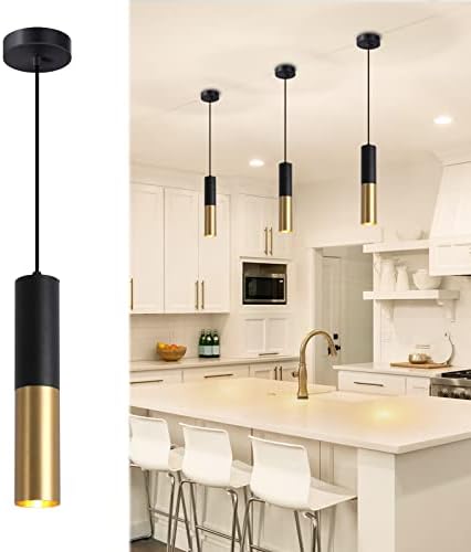 Moderna viseća svjetiljka za kuhinjski otok, 1-cijevna privjesna rasvjeta od crnog zlata, stropna viseća svjetiljka s podesivim kabelom