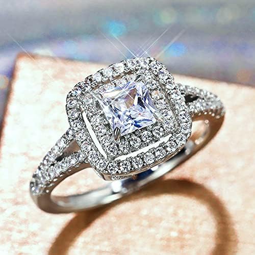 2023. Ženski kvadratni cirkoniju puni bling dijamantni zaručnički vjenčani prsten vitki prsten