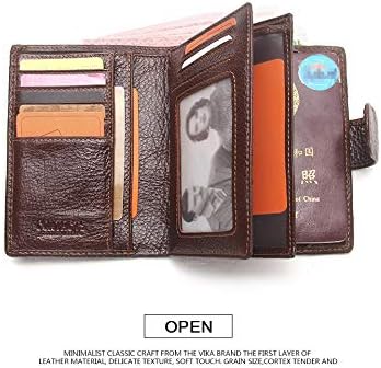 Muški novčanik od prave kože s metalnim gumbom, držač za putovnicu, osobnu iskaznicu, kreditnu karticu, kopču za novac, izdržljiv Vintage