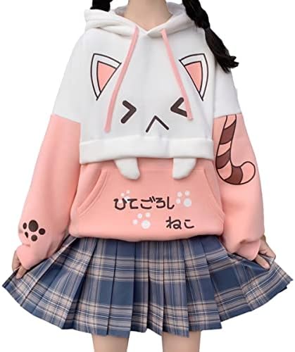 Slatka mačka grafičke kapuljače pulover tinejdžerke japanske kawaii anime print kapuljača dukserica modni vrhovi