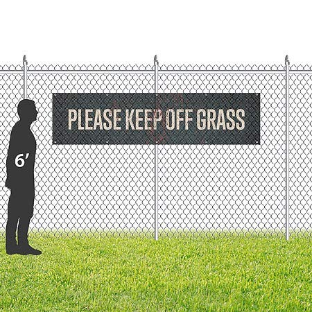 CGSIGNLAB | Molim vas, držite travu -Ghost stare hrđe, otporan na vjetar vanjske mrežice vinil natpisa | 8'x2 '