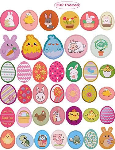 Zhuangdi 24 lista 392 komada uskršnjih naljepnica s uzorcima zečjih jaja naljepnice za ukrašavanje uskrsnih zabava suveniri