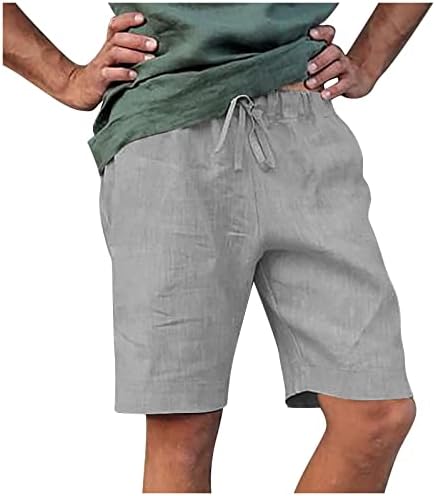 WENKOMG1 Čvrsti pamučni laneni kratke hlače za muškarce, lagane prozračne kratke hlače ljetne pidžame kratke hlače casual pJ Trunks