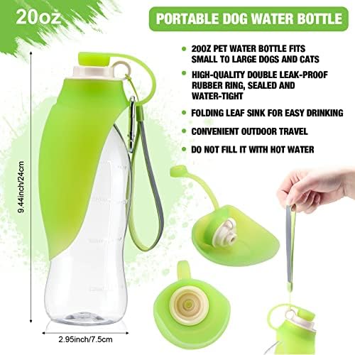 4-dijelna prijenosna boca za vodu za pse s kopčom, nepropusni dozator vode za kućne ljubimce od 20 unci, hranilica za čaše za piće,