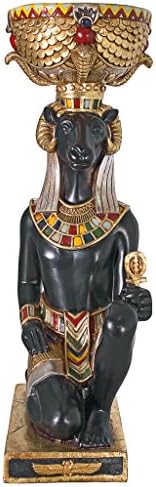 Dizajn Toscano Khnum, egipatski bog Ovan, pijedestal, urna, stalak za biljke, Kip, 29 inča, Višebojni