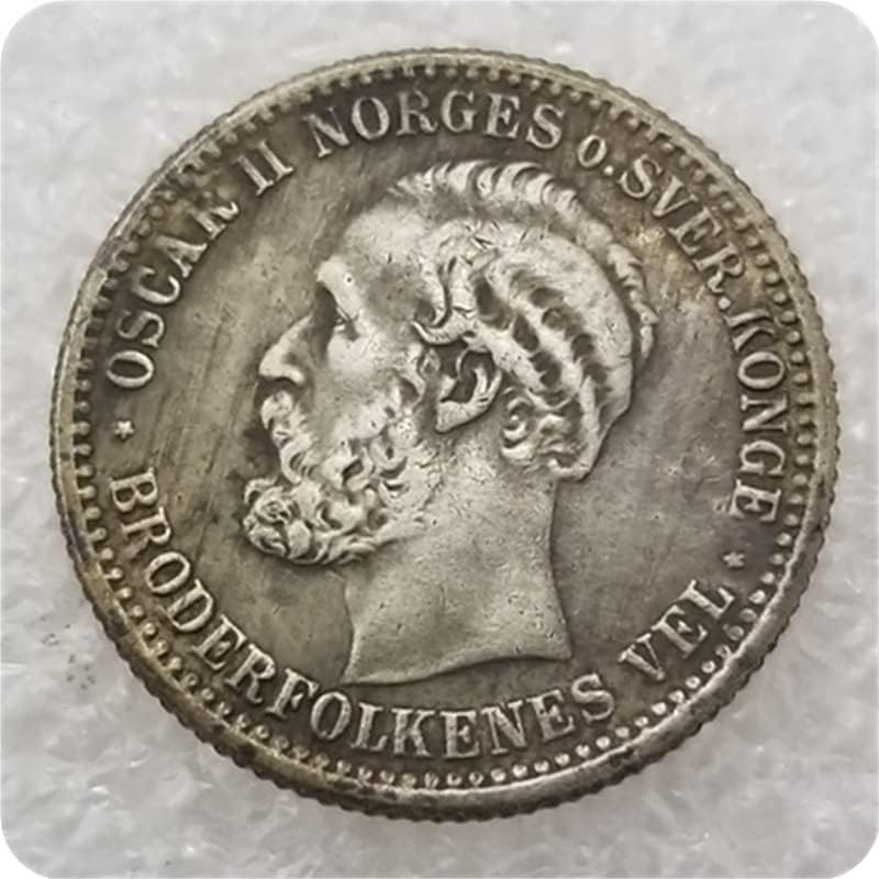Antikni zanat Norveška 1897. Norveška 50 ruda srebrni dolar