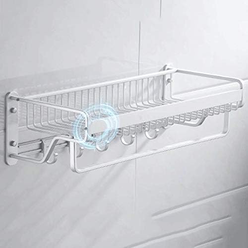 UXZDX CUJUX polica od nehrđajućeg čelika za kupaonicu, dvostruki držač za ručnike s kukama zidno montirani višenamjenski sklopivi nikl