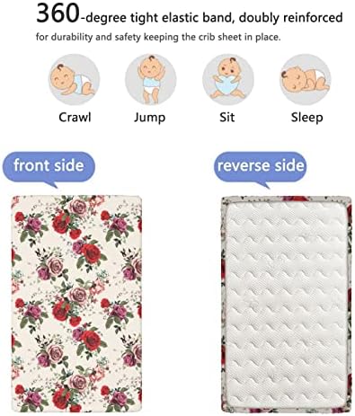 Shabby flora tematske plahte za mini krevetiće, prijenosni mini krevetići s plahtama mekanih i prozračnih plahta za bebe za dječake