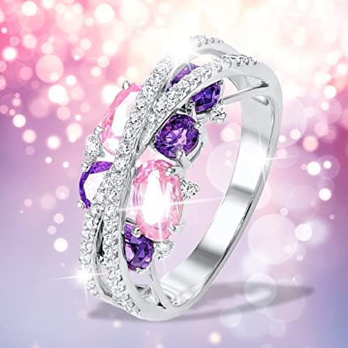 Ženski obećanje prstenovi X u obliku šupljeg ružičastog privjesnog dijamantnog prstena Ženski trend cirkon vjenčani prstenovi za žene