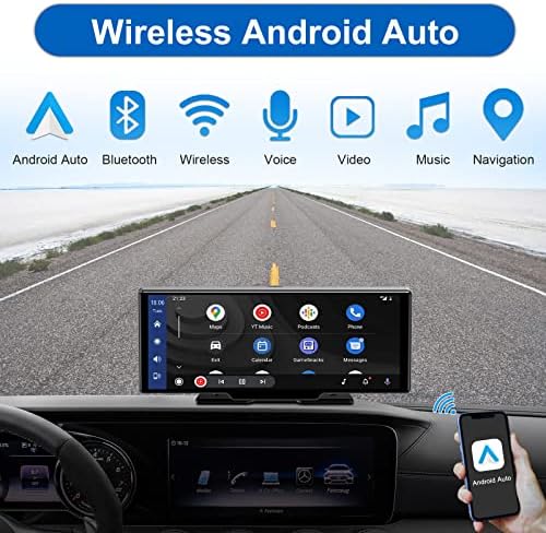 Prijenosni automobil Stereo radio s vozačkim snimkom, 10,26 inčni HD zaslon za zaslon od automobila s automobilom s bežičnim CarPlay